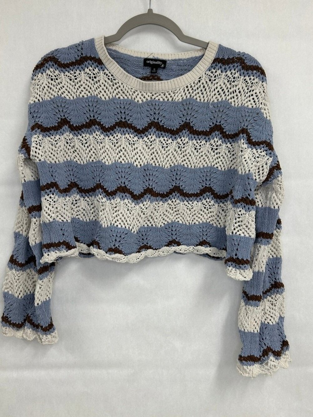 Boho Coastal Grandpa Indie Sleaze Crochet Originality Small Knit Crop Sweater